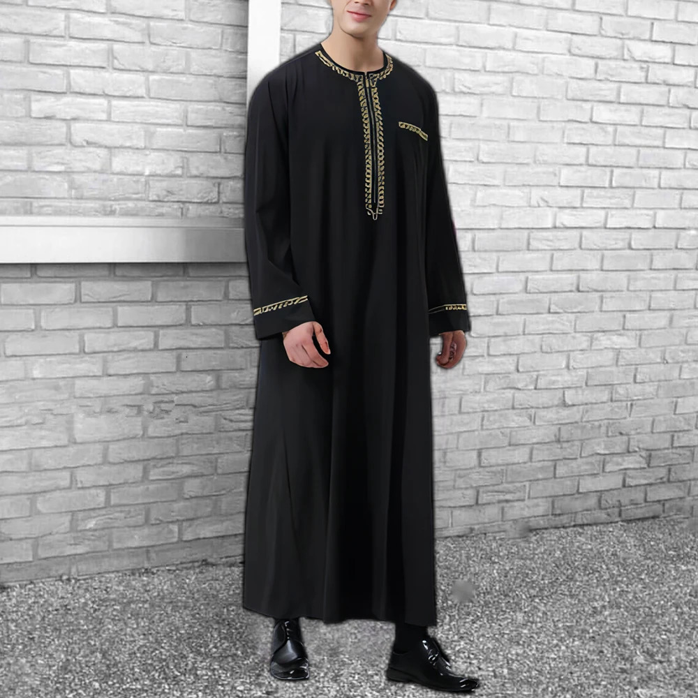 Ethnic Abaya Muslim Men Clothing Islam Dresses Fashion Kaftan Pakistan Caftan Saudi Arabia Jubba Thobe Moroccan Dubai Musulman Black 231218