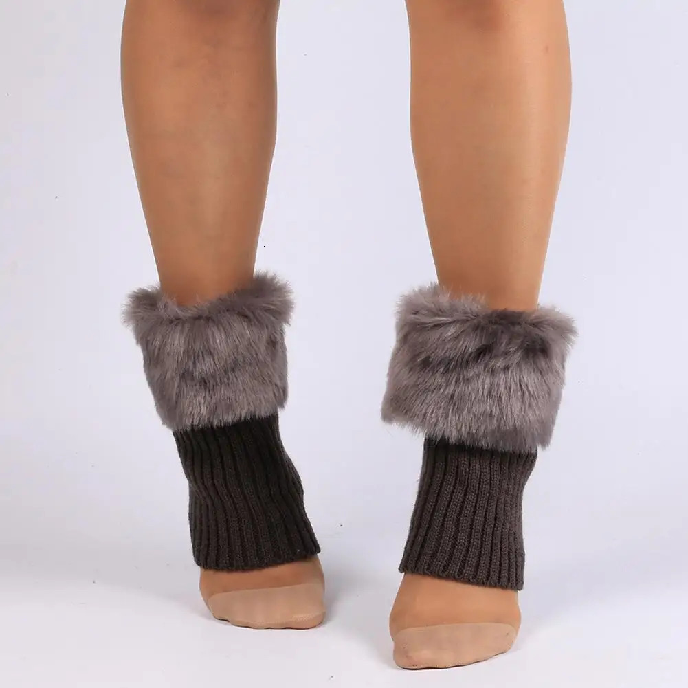 2025 NEW Shoe Parts Accessories Winter Solid Color Faux Fur Cuffs Crochet Knitted Soc Short Leg Warmers Cold-proof Women's Boot Cover 231218 hure