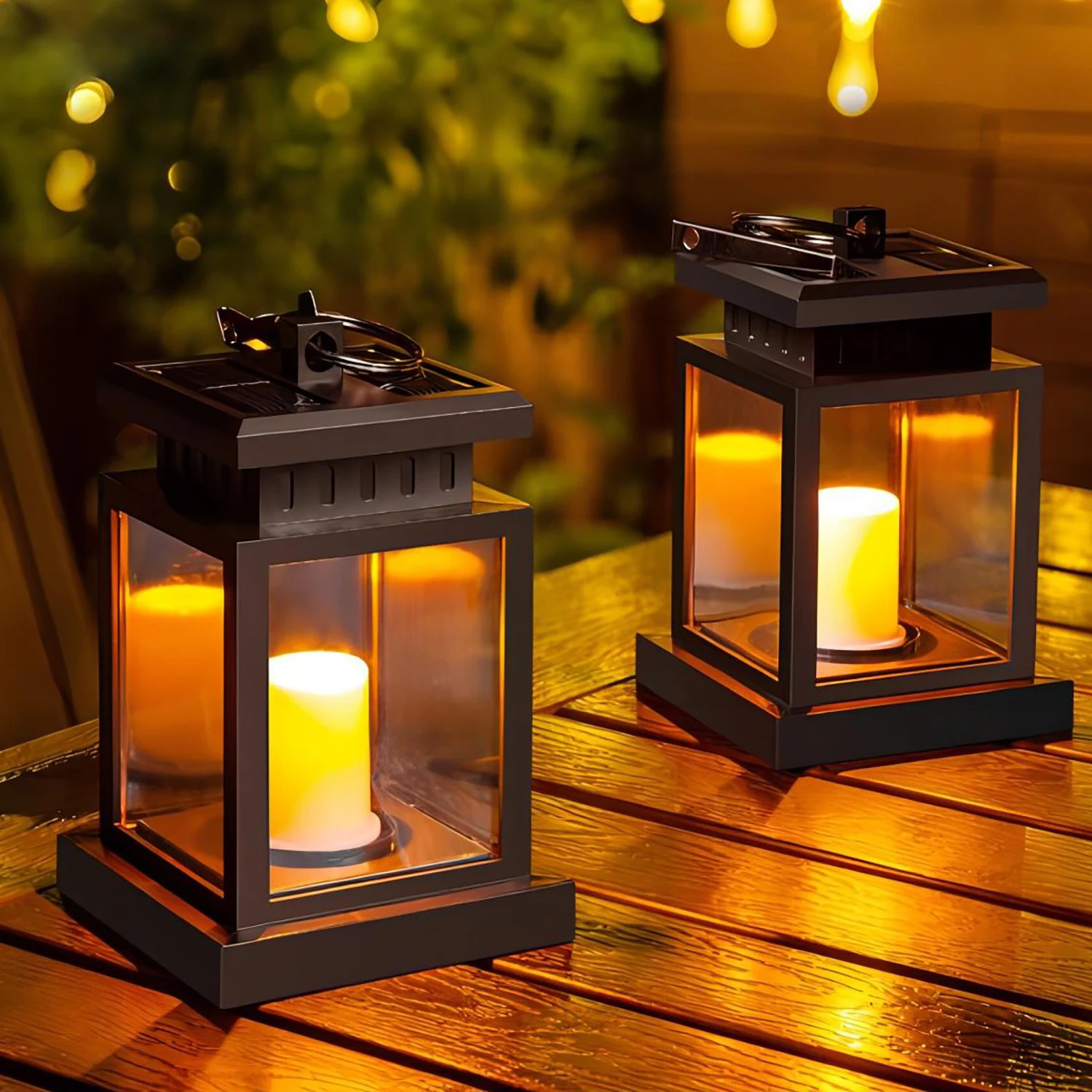 Garden Decorations LED Solar Lights Candle Lantern Outdoor Lamp With Hook Landscape Lighting Floor Waterproof Christma 231216