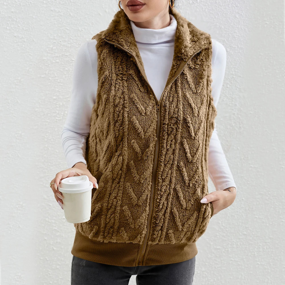 Women's Vest's Winter Cable Gilet Vest Waistcoat Body Warmer Sleeveless Coat Tops Blouse Ladies Warm Clothing For Female 2023 231218