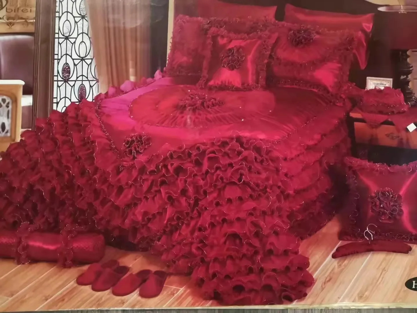 Bedding sets Champagne Wedding Style Jacquard Stereoscopic Lace Bedspread Bed skirt Bed Shett Coverlet Bed Cover Set Pillowcases 231218
