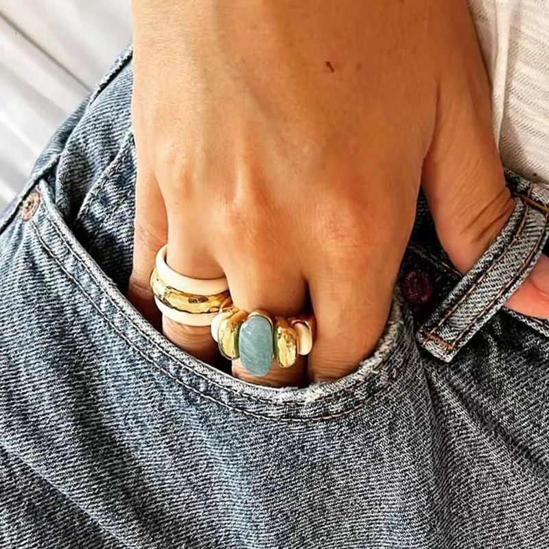 Band Rings Blue ite rings for women vintage braided rings summer ethnic elegant jewelry in jewelry for 231218