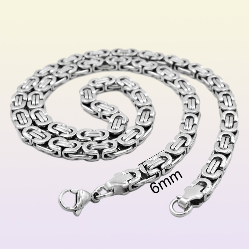 Stainless Steel Necklace Byzantine Link Silver Chain Men Women Necklaces Fashion Unisex Thick Silver Necklaces Width 6mm 8mm 1