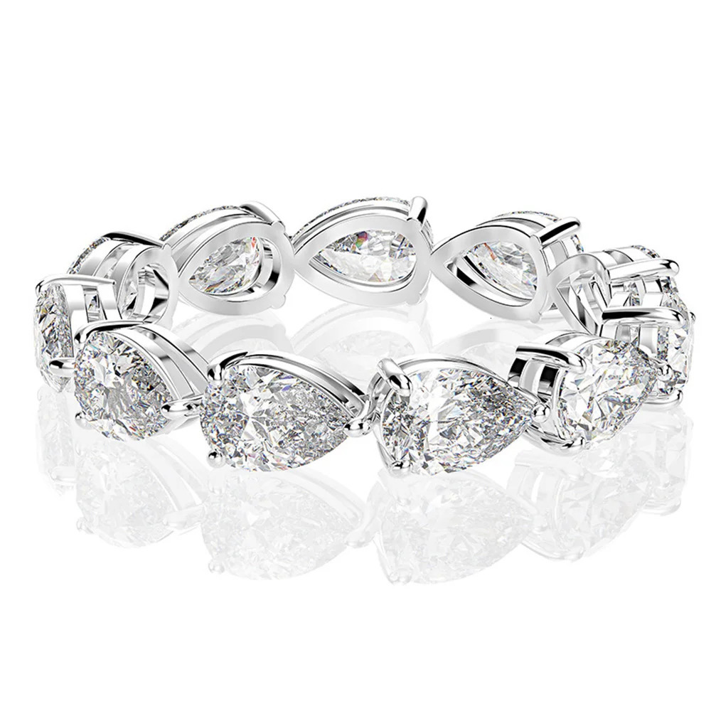 Wedding Rings Wong Rain 925 Sterling Silver Pear Cut High Carbon Diamonds Gemstone Engagement Ring Wedding Band Fine Jewelry Wholesale 231218