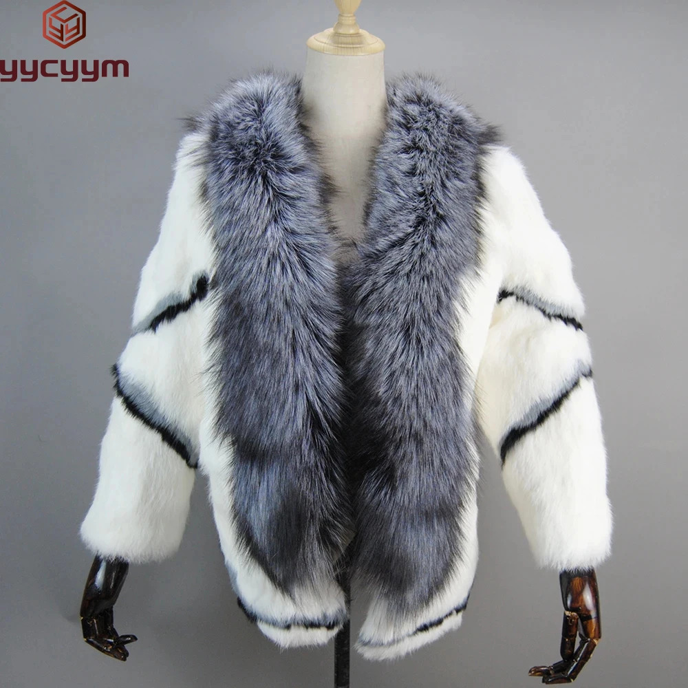 Women s Vests 2023 Winter Real Genuine Natural Rabbit Fur Coat With Collar Girls Fashion Jacket Outwear 231218
