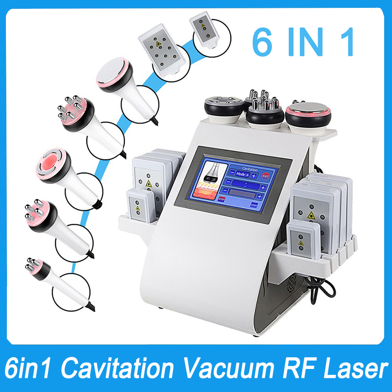 Salon Spa Use 6in1 Cavitation RF Vacuum Laser Slimming Machine Body Tightening Skin Lifting Weight Reduce Fat Loss Cellulite Removal Anti Aging 40K Ul