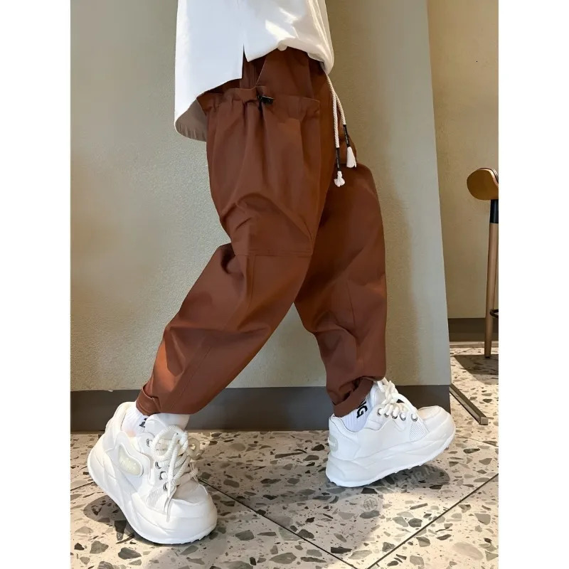 Mens Pants Clothing Trend Cargo Trousers for Men Solid Color Casual Loose Drawstring Big Pockets Male 5XL 231218