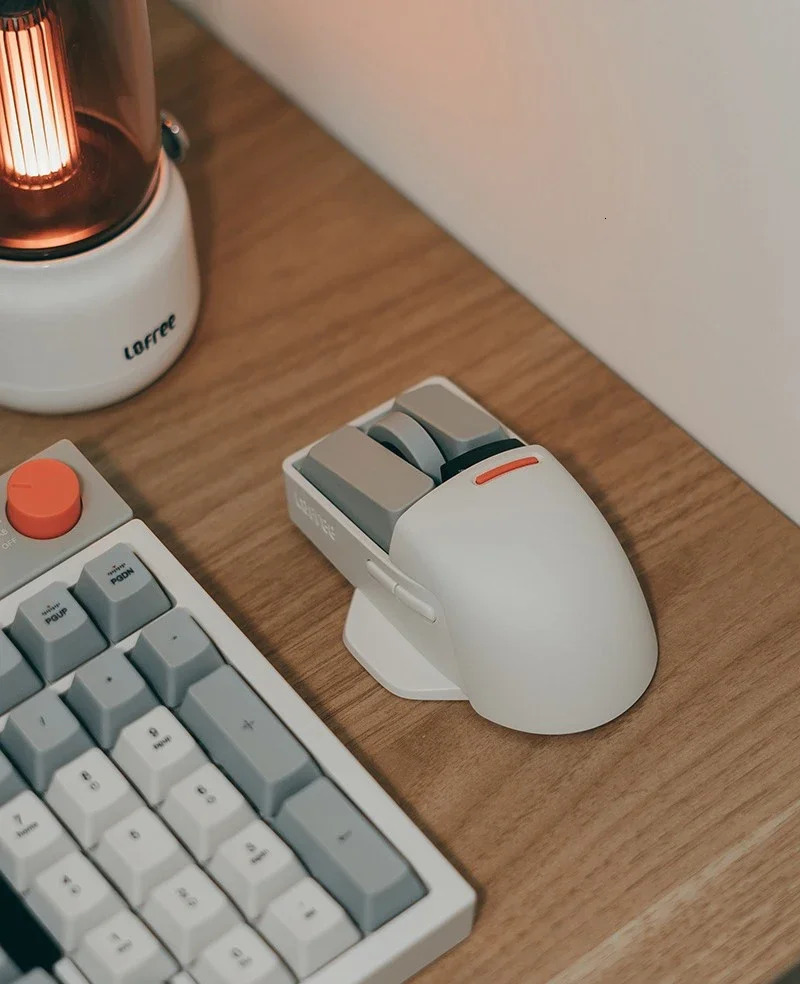 Mice Lofree PBT Mouse Retro Grey 2 4G Wireless Bluetooth 3 Modes Rechargeable Office Game Charging OE909 231216