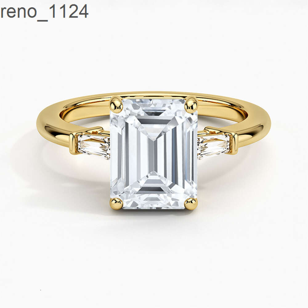 Customized white gold lab grown dia engagement 2.5ct Emerald cut cvd ring jewelry for women
