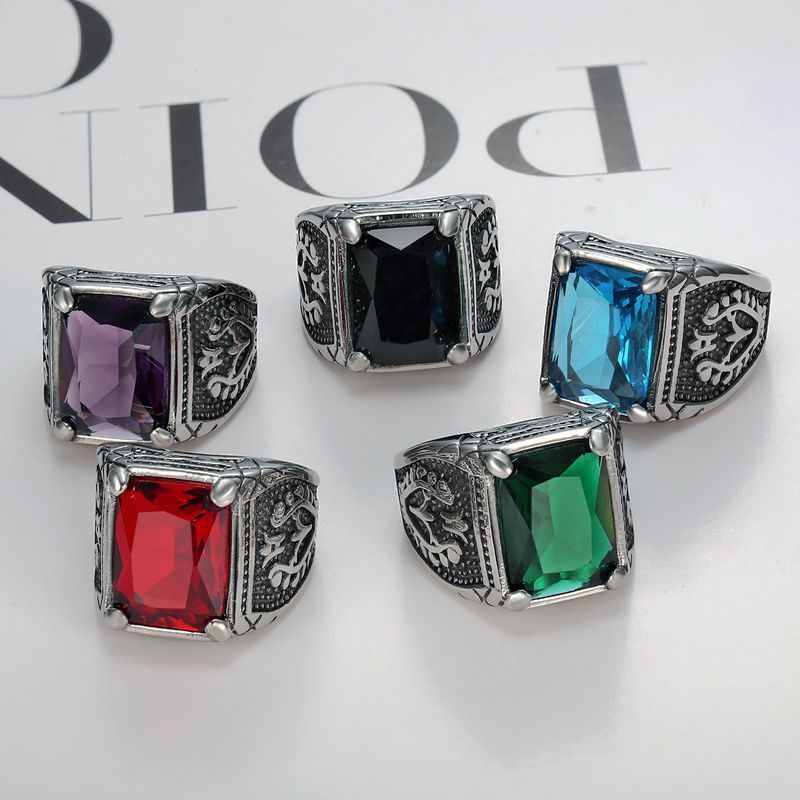 Wedding Rings punk ring 316 stainless steel with multicolor tulip pattern men's ring