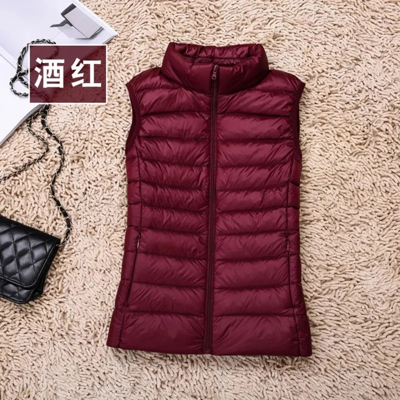 Women's Vests White Duck Down Jacket Women Vest Spring Autumn Soft Waistcoat Warm Lightweight Puffer Female Tank Top Outwear 8XL 231218