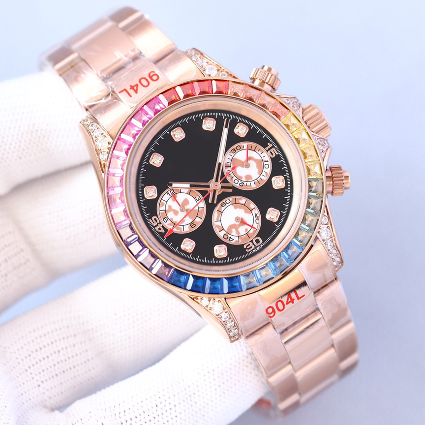 Men Rainbow Diamond Watch High end Designer Watch Automatic Mechanical Watch 40mm Stainless Steel 2813 Movement Sapphire Mirror Steel Bracelet Business Watch