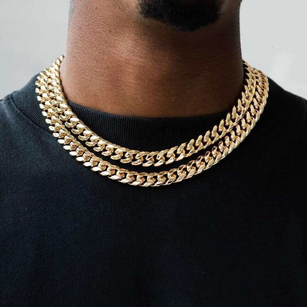 Beiyan Gold Chain 14k 18k Gold Plated Miami Style Hip Hop Cuban Link Chain Stainless Steel Necklace Jewelry For Mens