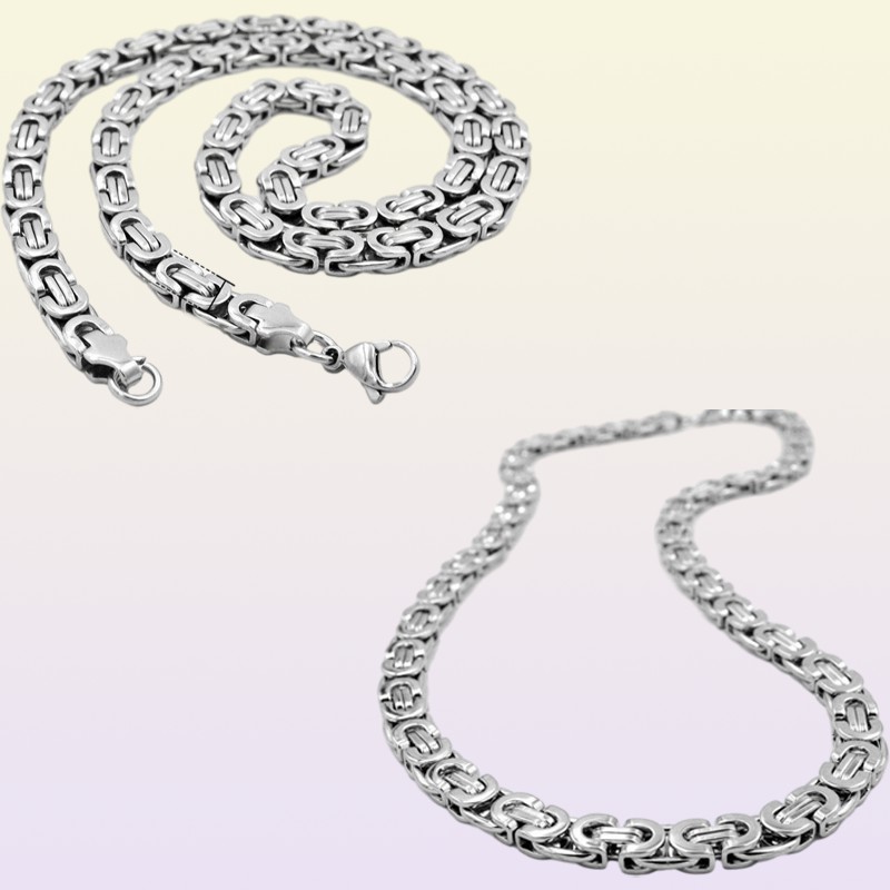 Stainless Steel Necklace Byzantine Link Silver Chain Men Women Necklaces Fashion Unisex Thick Silver Necklaces Width 6mm 8mm 1