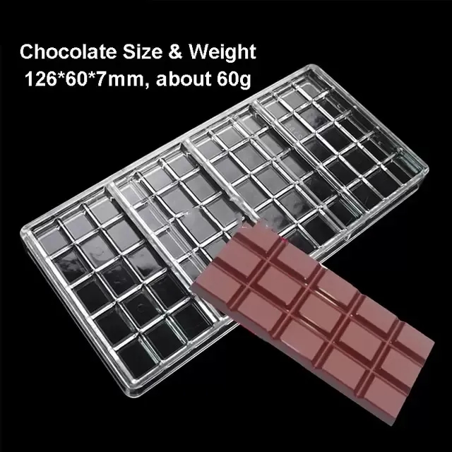 Polycarbonate Chocolate Moulds Chocolates Bar Mold Tray Baking Pastry Bakery Tools Forms For Chocolate Candy Mould Moldes De Chocolate De Policarbonat