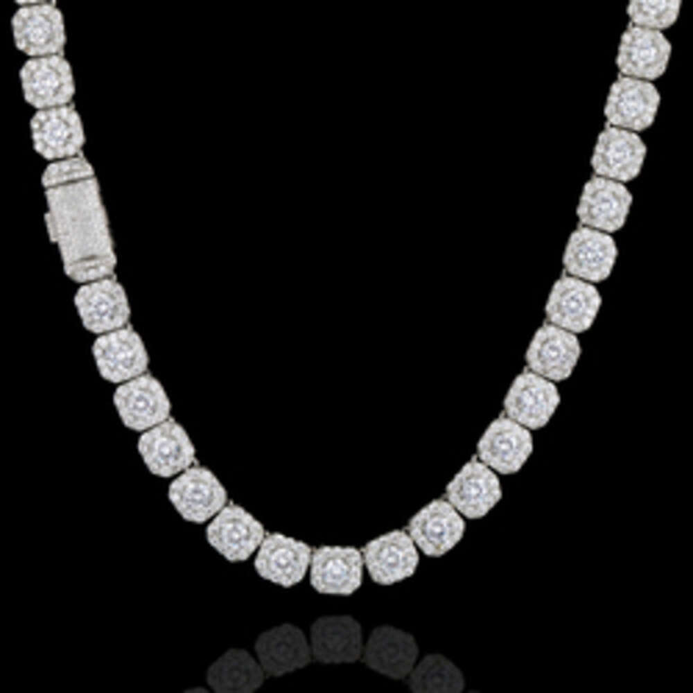necklace moissanite chain Hip Hop Tennis Necklace 18k Gold Plated Jewelry Iced Out Diamond Clustered Tennis Chain