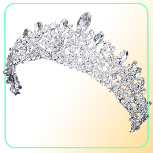 Gorgeous Princess Big Wedding Crowns Bridal Jewel Headpieces Tiaras Women Silver Metal Cryst European Headpieces Jewelry Bridal Ac