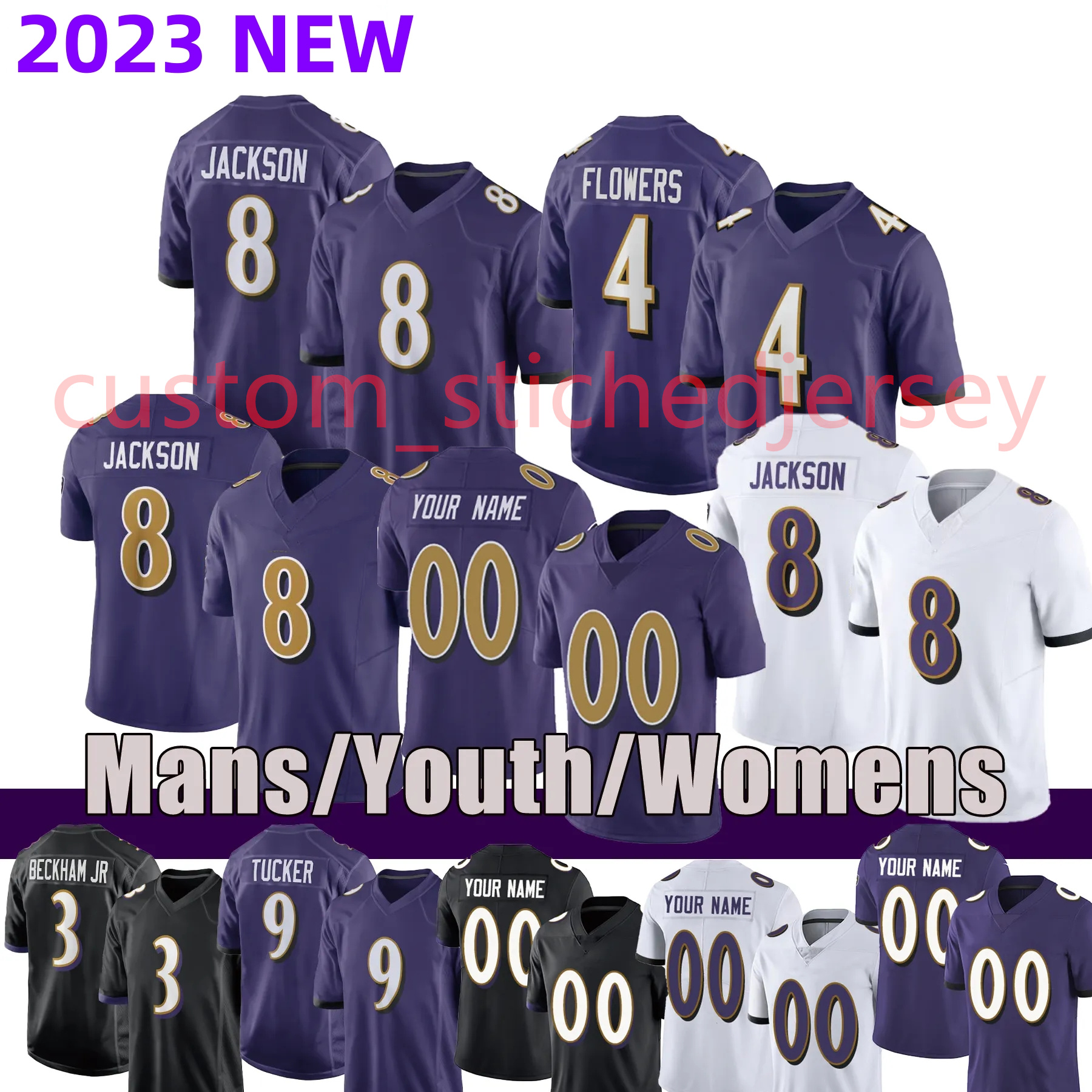 Lamar Jackson Football Jersey Baltimores Odell Beckham Jr Raven Mark Andrews Justin Tucker Zay Flowers Kyle Hamilton Marlon Humphrey J.K. Dobbins Roquan Smith