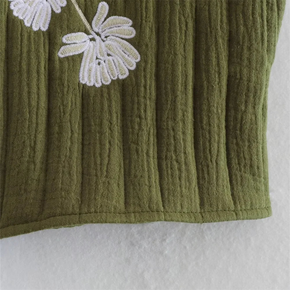 Women's Vests 2023 High quality autumn and winter women's clothing European American style round neck sleeveless embroidered cotton ve 23121