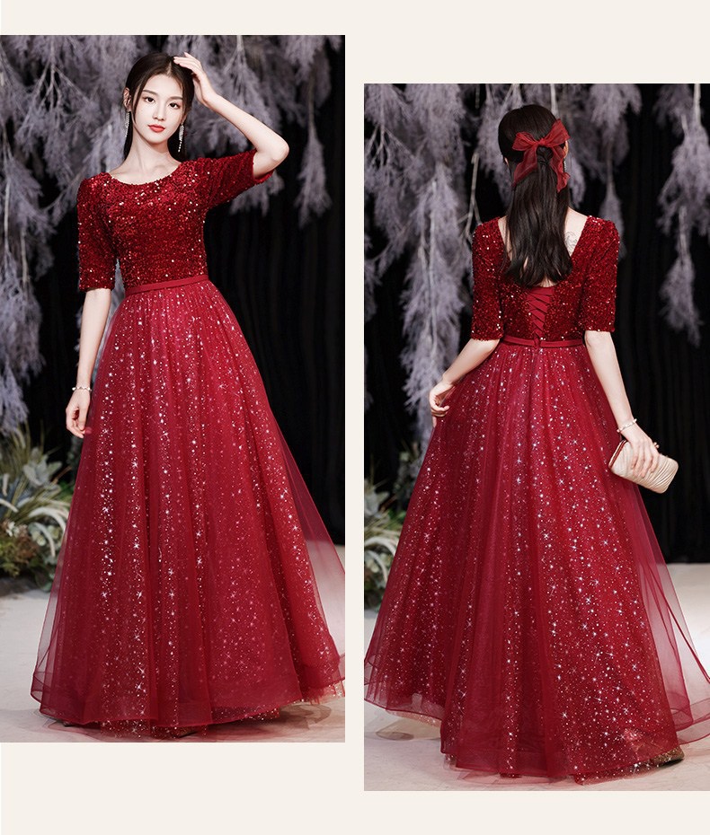 Of The Bling Bride Dresses Wedding Guest Gowns With Half Sleeve Jewel Neck Vestidos De Fiesta Plus Size Long Shiny Gown Party Groom Mother Dress For W