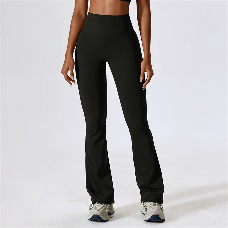 8232 Womens Pants Yoga Outfits Flared Trousers Elastic High Waist Excerise Sport Gym Fit Belly Bell-Bottoms Slim Long Pant Fast Dry