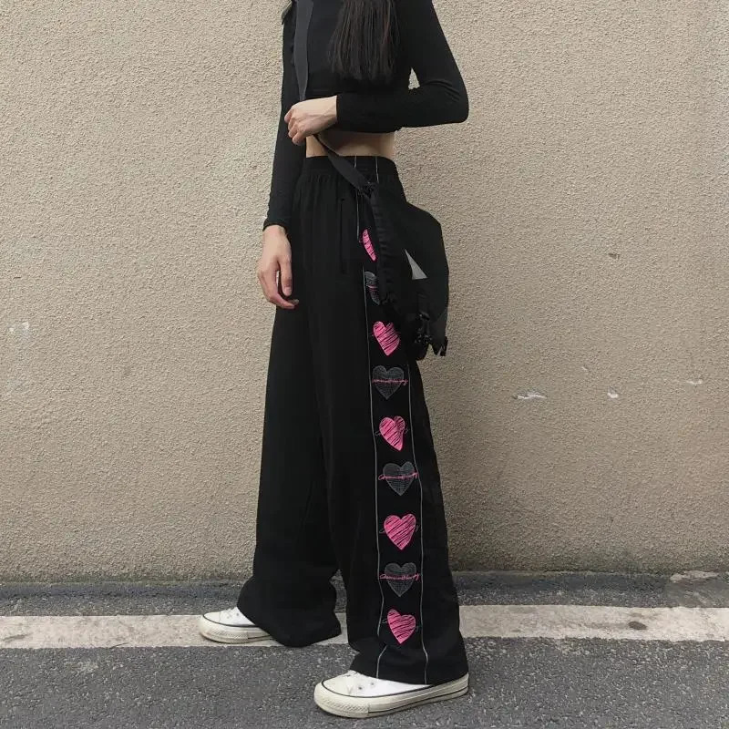 Women's Pants Capris Black Women Casual Pants Sweat Pants Streetwear Trousers Harajuku Wide Leg Hip Hop Punk Clothes for Girl 2024 Clothing Jogge