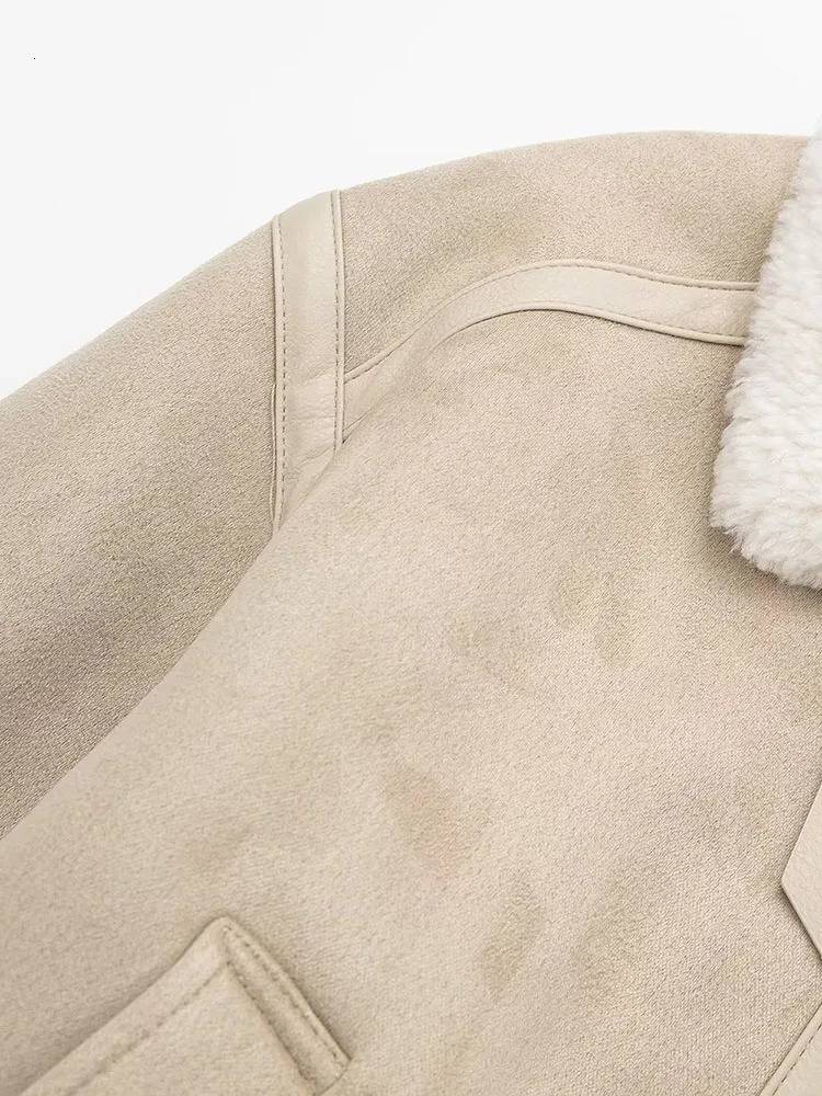 Womens Jackets ZATRHMBM Women Autumn Winter Fashion Warm Reversible Coat Vintage Long Sleeve Side Pocket Female Outerwear Chic Top 231218