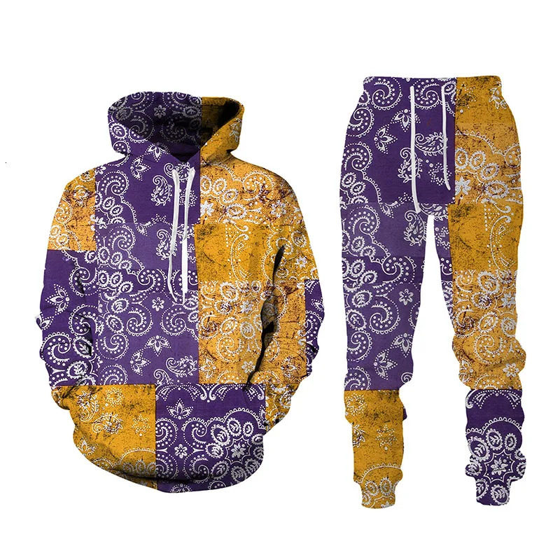 Ethnic Clothing Spring And Autumn Fashion Men Tracksuit 2 Piece Hip Hop Tops and Pants Male Female Sweat Suits Fun Geometry Print Hoodies 231219