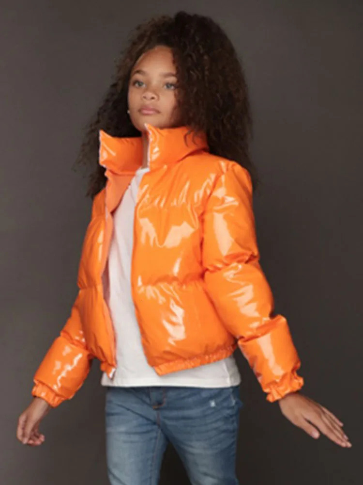 Down Coat 3 8Y Fashion Girls Boy Winter Coats Jackets Fall Boutique Clothes Faux Leather PU Children Kids Puffer Bubble 231218