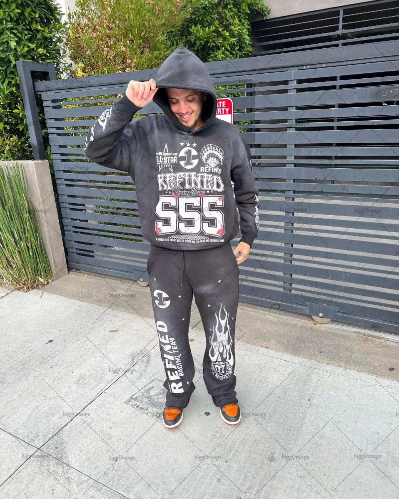 Mens Hoodies Sweatshirts Y2K high street clothing oversized pullover sweatshirt mens spring and autumn fashion loose versatile hoodie 231218