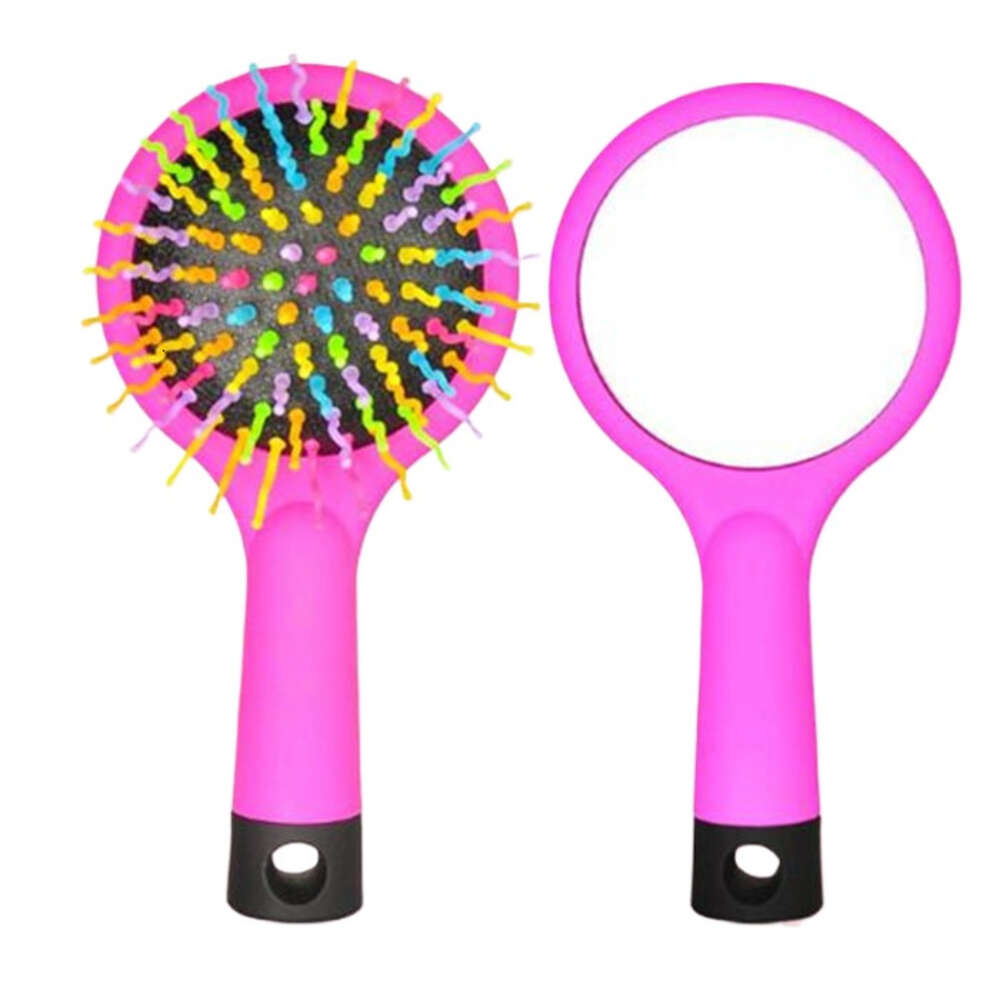 Detangle Hair Brush Magic Rainbow Comb With Mirror Anti-static Comb Cepillo Para Desenredar El Cabello Magic Rainbow Comb Cepillo Para Desenredar El C