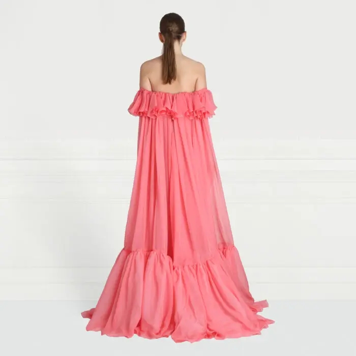 New Coral Red Evening Pageant Dress 2026 Off Shoulder Chiffon Outfit Women Prom Party Formal Gowns Maternity Wear Vestidos Feast Robe De Soiree