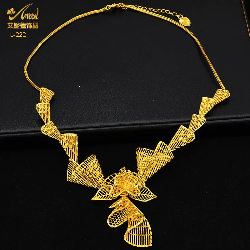 Wedding Jewelry Sets ANIID Dubai 24K Gold Plated Necklace Earring Set For Women Arabic Ethiopian Nigerian Party Choker Jewellery Gifts 231219