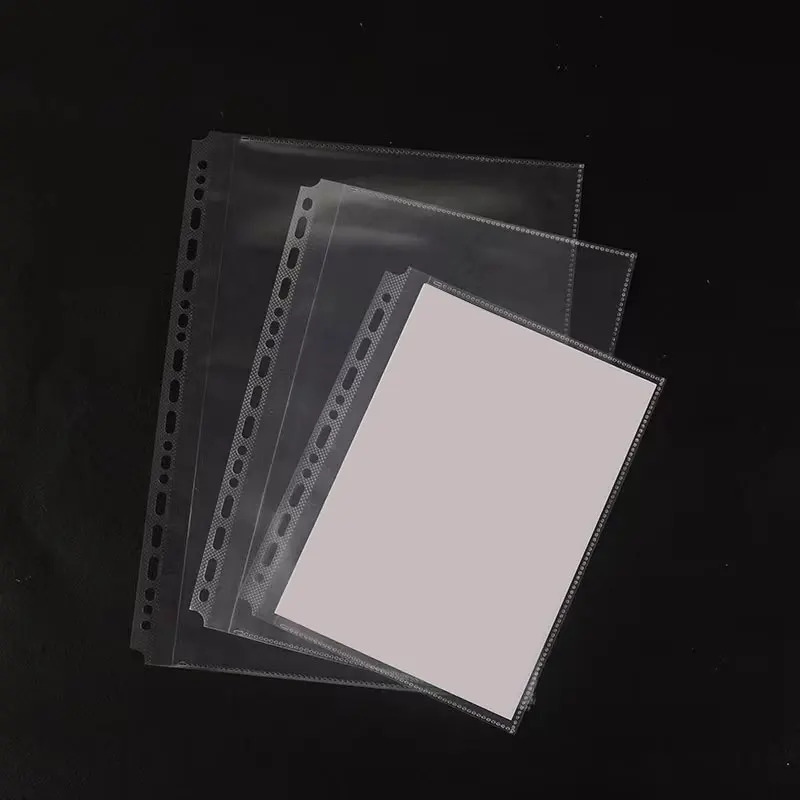 Filing Supplies 20PCSSet A5 B5 Transparent File Holder 1317Holes Plastic Punched Documents Sleeves Loose Leaf Sheet Protectors Bag Products 231219