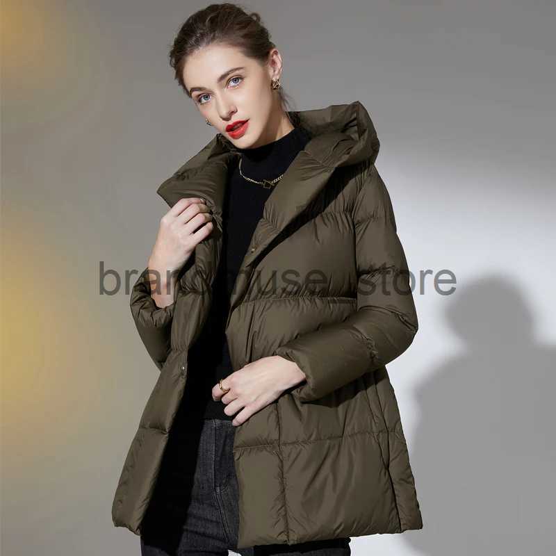 Women's Down Parkas 2023 Winter Women's Down Jackets Ultra Light Warm Casual Coat Female Puffer Jacket With a Belt Plus Size Hooded Parka Ov