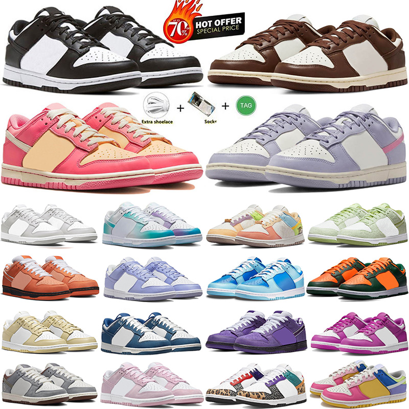 Men Women Shoes Flat Casual Sneakers Lows Panda White Black Grey Fog Triple Pink UNC Rose Whisper Team Gold Active Fuchsia Strawberry Peach Mens Trainers GAI 34-48