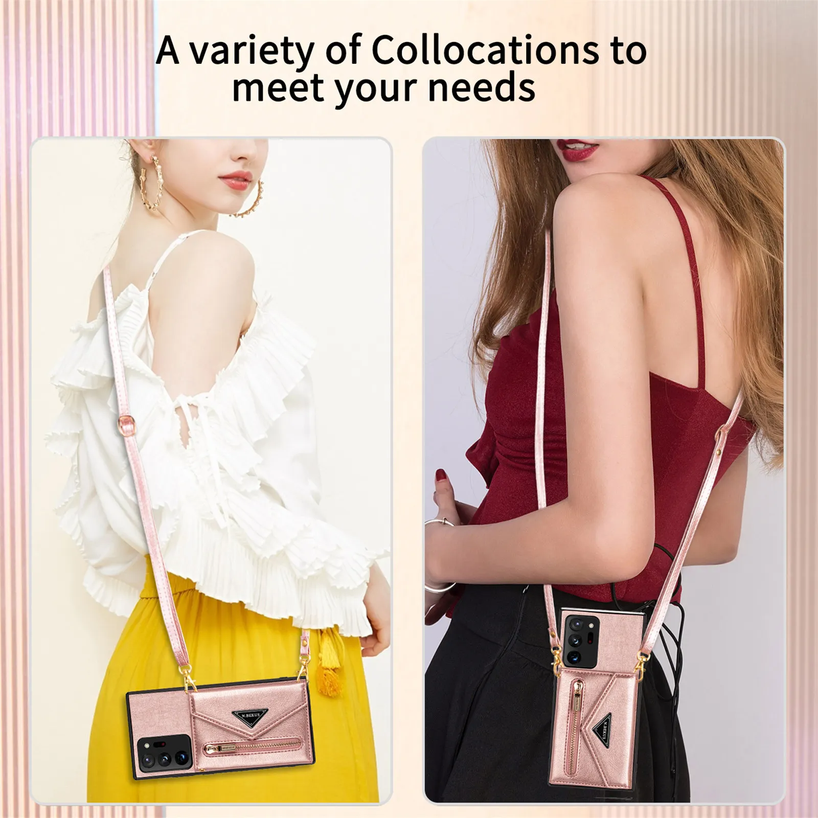 Luxury Crossbody Wallet Phone Case For Samsung Galaxy Note 20 S23 S22 S21 Ultra Plus FE Flip Leather Stand Zipper Pocket Card Holder Protective Cover 