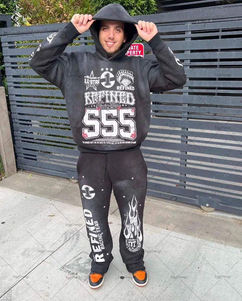 Mens Hoodies Sweatshirts Y2K high street clothing oversized pullover sweatshirt mens spring and autumn fashion loose versatile hoodie 231218