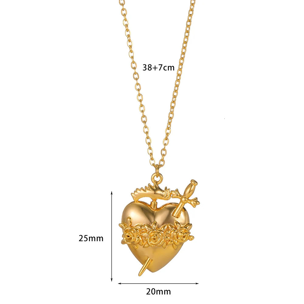 Jewelry Boxes Dainty Heart With Sword Pendants Necklaces For Women Romantic Stainless Steel Choker Necklace Collier Femme 231219