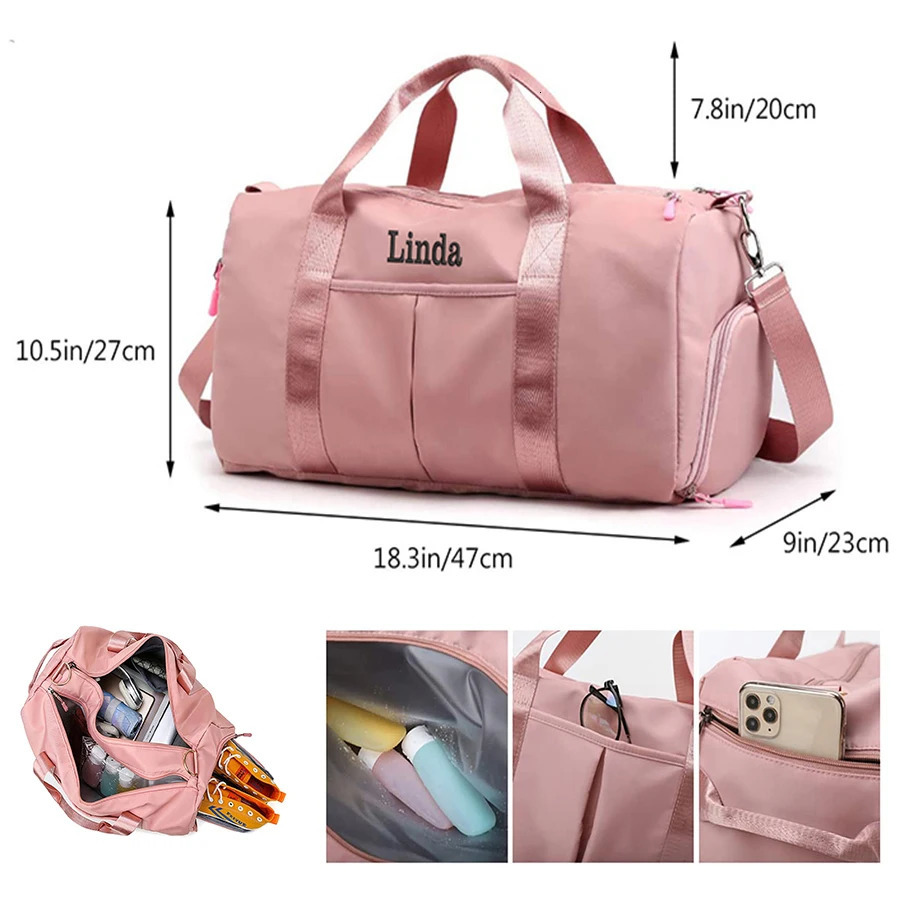 Duffel Bags Personalized Duffel Bag Embroidered Sports Gym Bag Travel with Wet Dry Pockets Shoe Compartment Gift For Groomsman Bridesmaid 231218