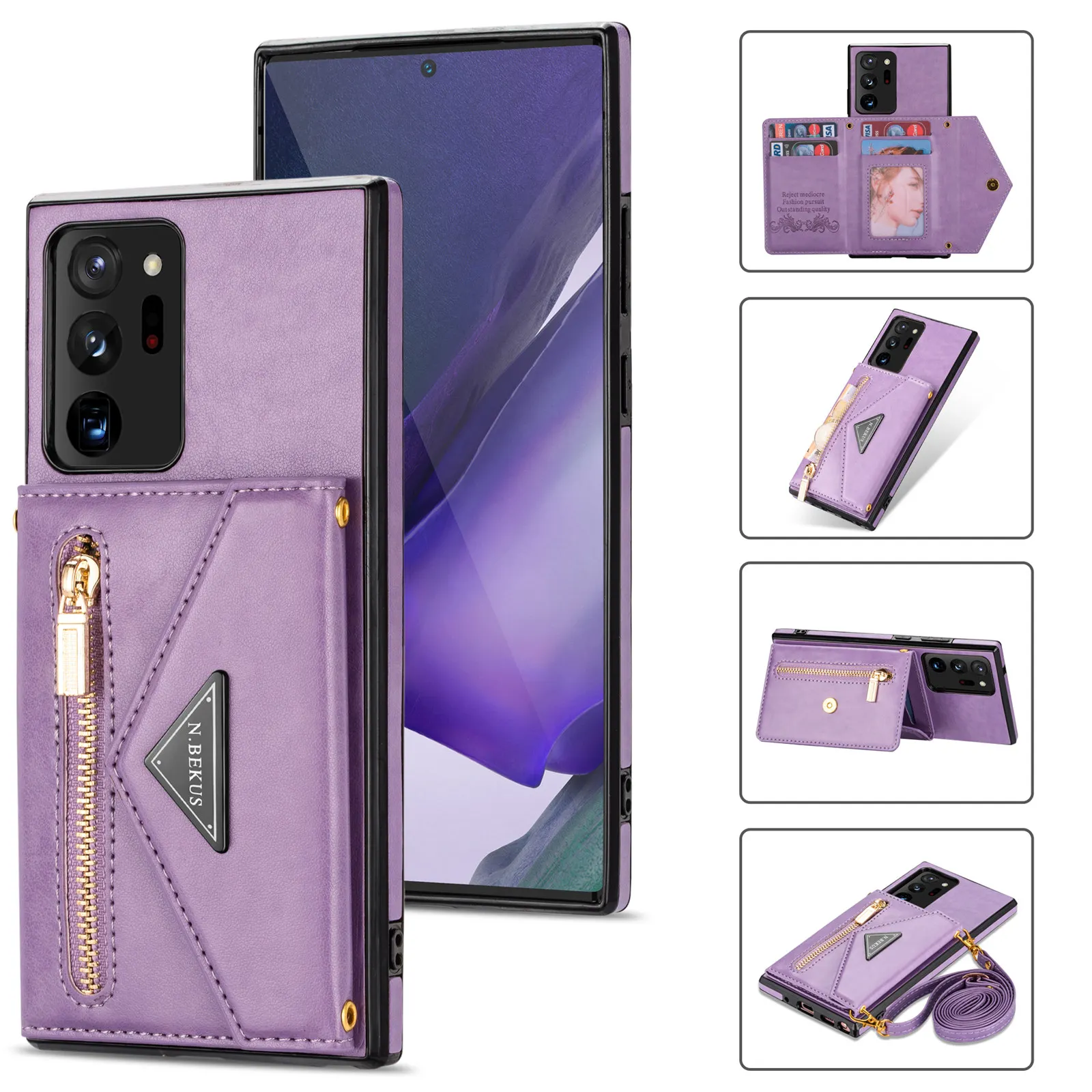 Luxury Crossbody Wallet Phone Case For Samsung Galaxy Note 20 S23 S22 S21 Ultra Plus FE Flip Leather Stand Zipper Pocket Card Holder Protective Cover 