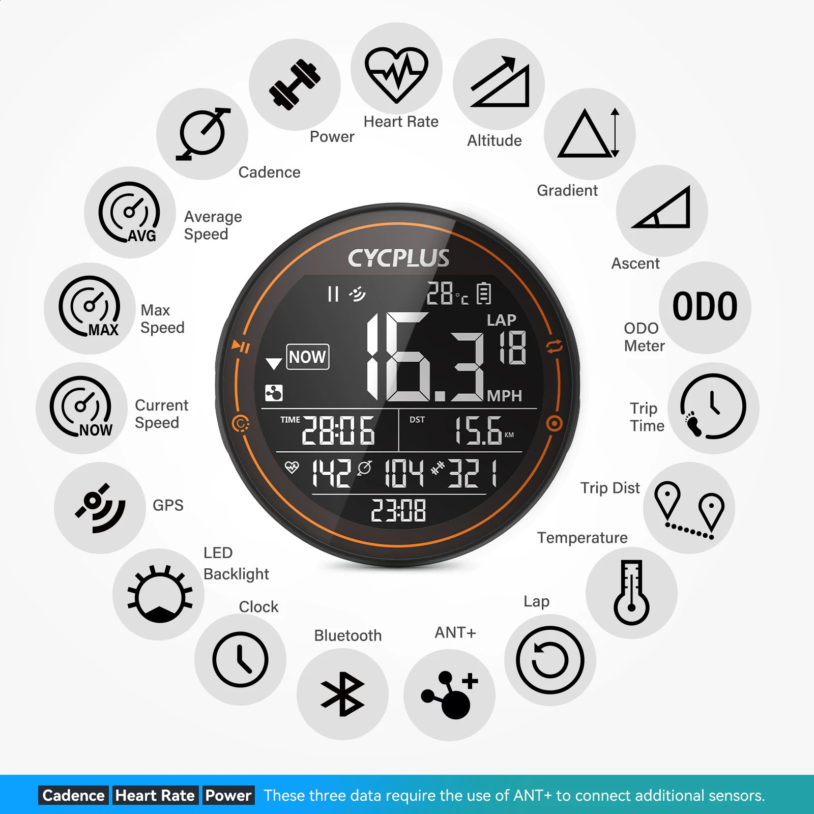 Bike Computers CYCPLUS M2 GPS Bicycle Computer Cycling Speedometer Bike Accessories Speed Odometer Waterproof Bluetooth ANT for Road Bike MTB 231218
