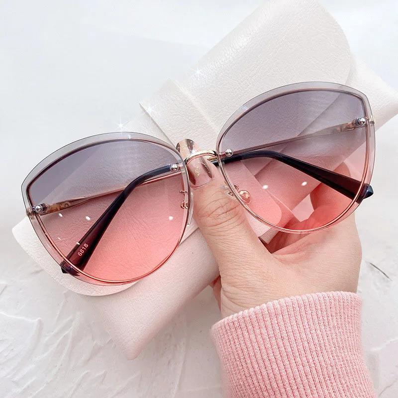 Fashion Sunglasses Frames High Quality women s Oval Rimless Lady Metal Cay Eye Shades for Women Driving Glasses Sonnenbrille zonnebril dames 231219