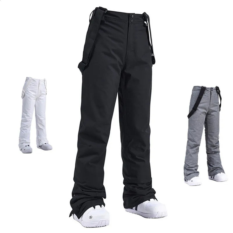 Skiing Pants High Quality Men Women Winter Thick Warm Skiing Pants Windproof Waterproof Suspender Trousers Snow Snowboard Pants Plus Size 231218