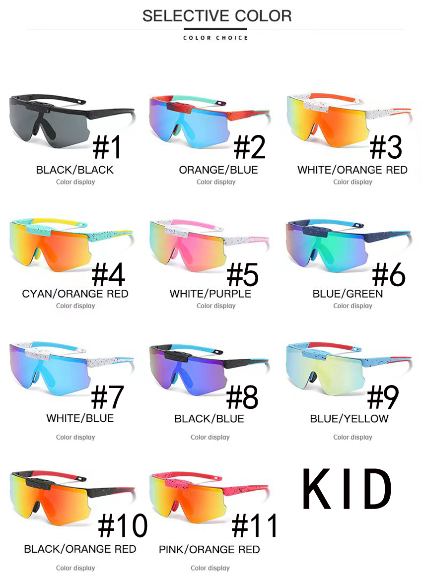SPRING summer kid fashion sunglasses motorcycle spectacles girls Dazzle colour Cycling Sports boy Outdoor wind Sun Glasses children eyewear 11COLORS Clamshell