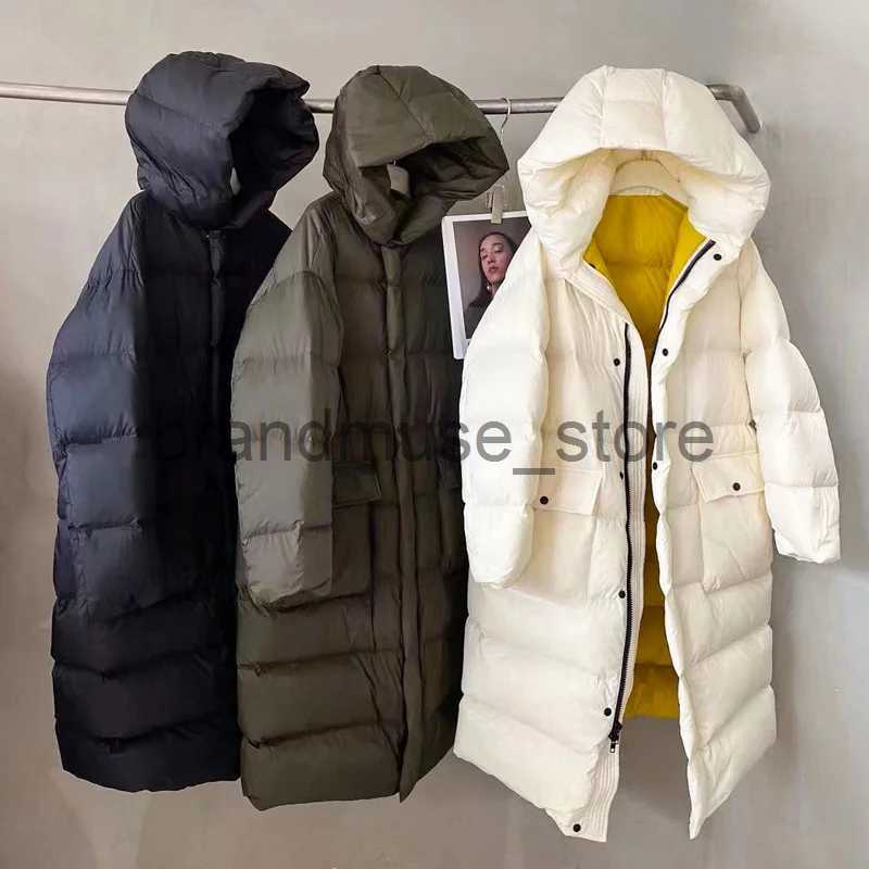 Women's Down Parkas Janveny Fashion Thickness Puffer Coat Women Oversize Winter White Duck Down Jacket Ladies Puffy Warm Snow Parkas Female Outwe