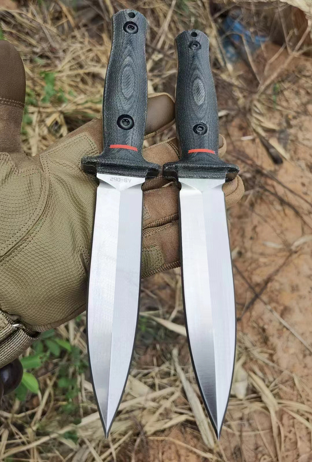 High Quality Strong Fixed Blade Knife A8 knife Satin Double Edge Blade Full Tang G10 Handle Hand Made Tactical Straight Knives with Kydex