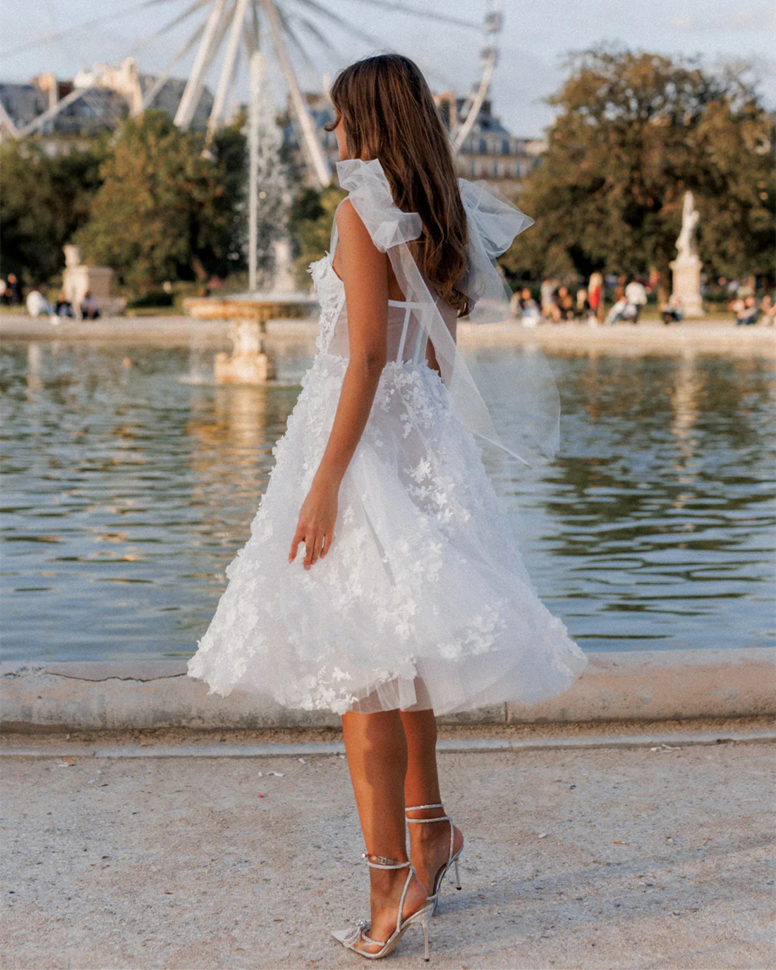 3D Floral Lace Short Wedding Dress For Women Tea Length A Line Spaghetti Bohemian Bridal Gowns Sweetheart Corset Ivory White Bride Dresses 2024 Summer