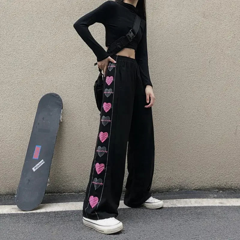 Women's Pants Capris Black Women Casual Pants Sweat Pants Streetwear Trousers Harajuku Wide Leg Hip Hop Punk Clothes for Girl 2024 Clothing Jogge