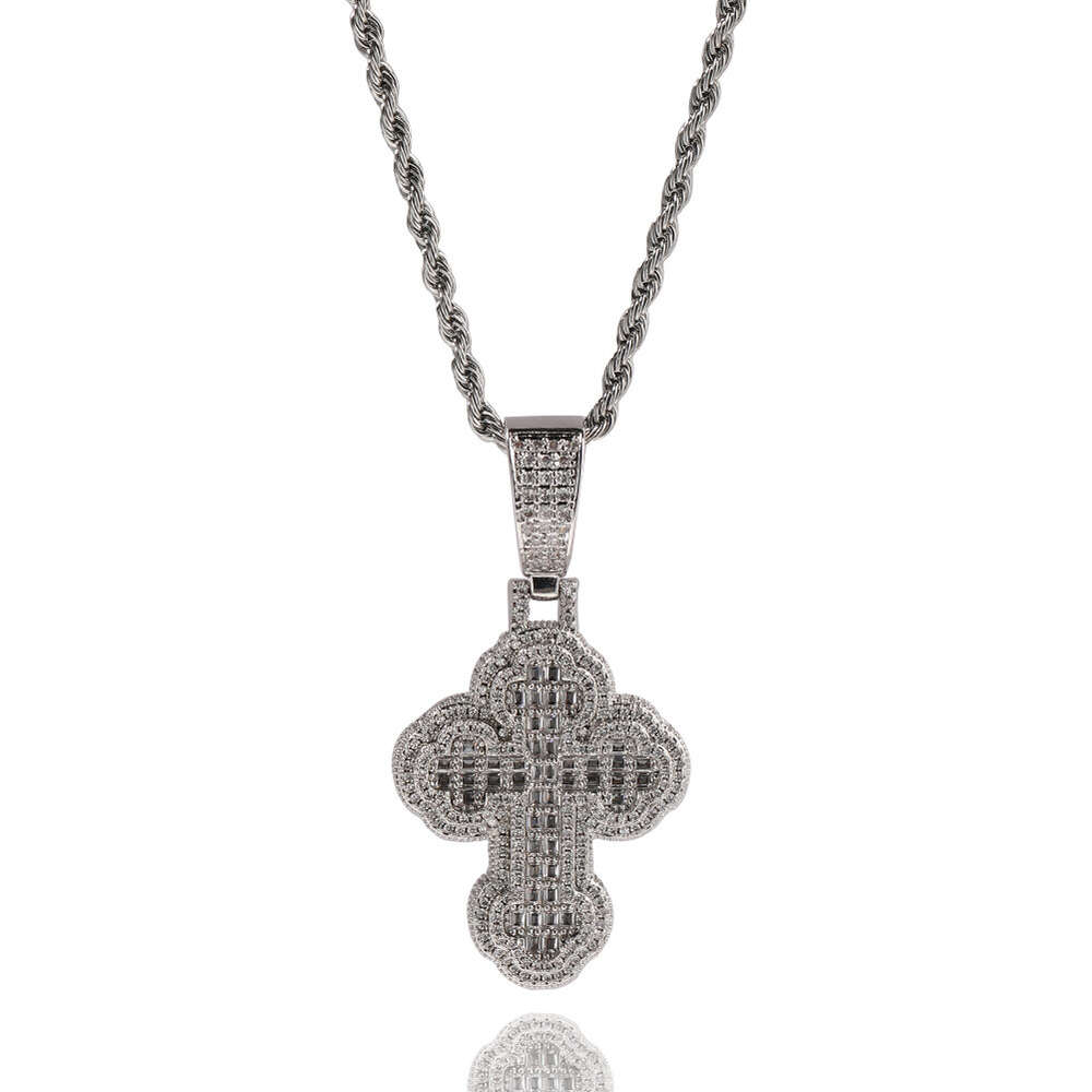 Hip Hop Ancient cute ccloud Cross Pendant Necklace Jewelry GRA moissanite diamond 18k gold sterling silver cuban
